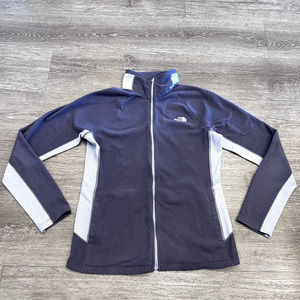 North Face Jacket Women Medium Purple Gray Fleece Full Zip Lightweight Mock Neck